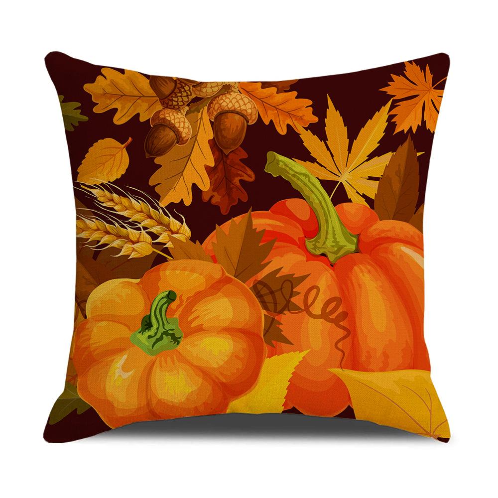 Harvest Series Cushion Cover Yellow Autumn Pumpkin Maple Leaf Pillow Cushion Cover Home Cushion Cover