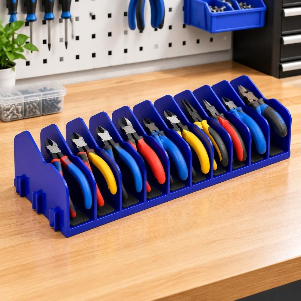 4pcs 10 Slot Pliers Organizer Rack Blue Tool Organizer Rack Non-Slip Pliers Holder Tool Box Drawer