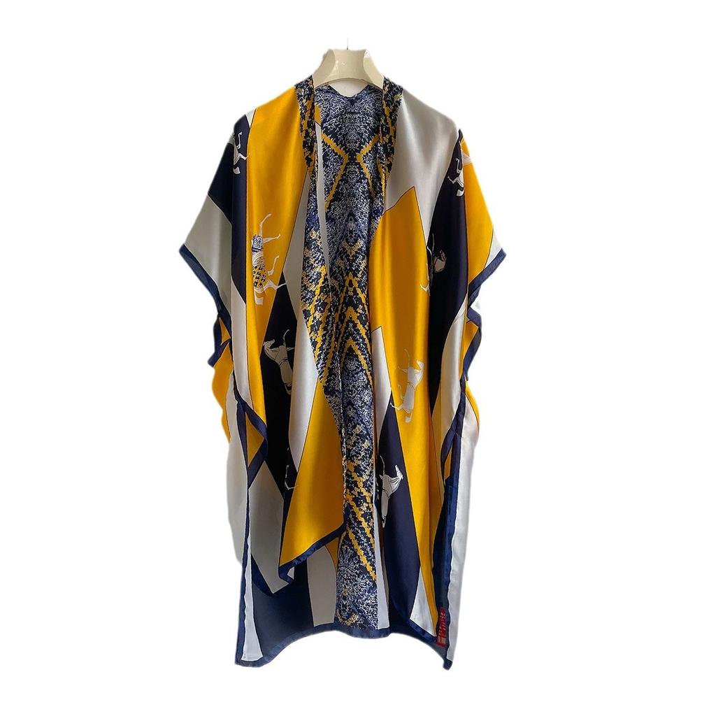 Spring And Summer Plus Sunscreen Shawl Simulation Silk Lijing Forging Silk Scarf Temperament Cape Clothes