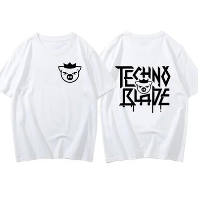 Hand Tour Technoblade Lässige Cartoon Grafik T-Shirts Herren Damen Harajuku Vintage Sommer Kurzarm Shirt Streetwear Oberteile T-Shirt