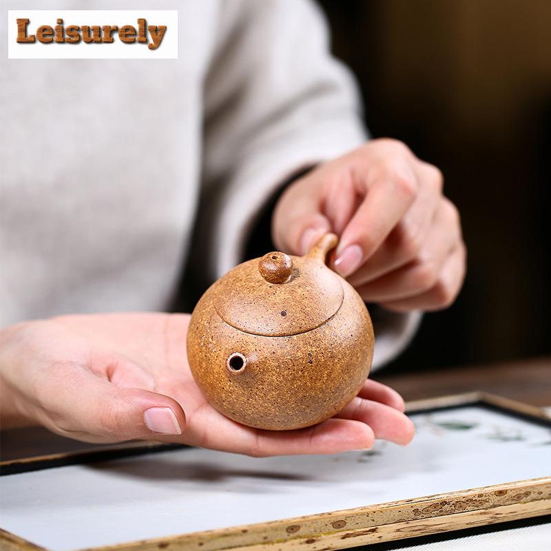 130ml Yixing Purple Clay Teapots Handmade Xishi Pot Raw Ore Hyperthermy Section Mud Tea Soaking Kettle With Filter Zisha Tea Set