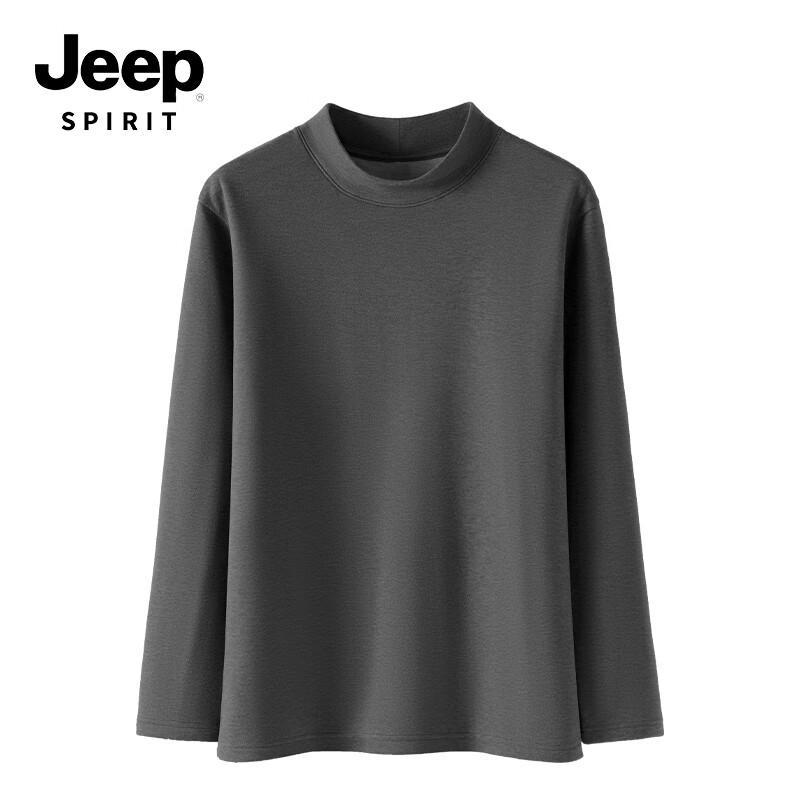 JEEP SPIRIT Men s Silk Wool Blend Warm Half-High Collar Long Sleeve T-Shirt 3XL