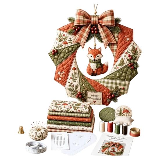 Einzigartiges Weihnachtsgeschenk für Lehrer, Weihnachts-Stoffkranz DIY-Set, Patchwork Anfängerfreundlich, Handgefertigte Bastelgirlande, Materialdekoration