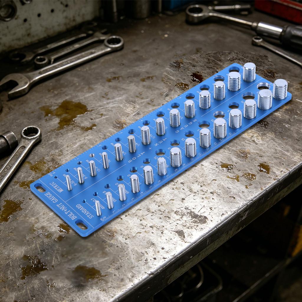Thread Checker with 14 Standard & 14 Metric Nut and Bolt Identifier Gauge Screw Size Checker for Quickly Identify Thread Sizes