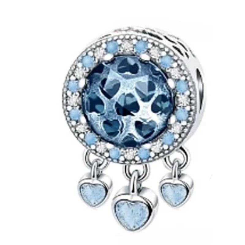 Copper Blue Series Moon Plane Space Series Glass Beads Clip Charm Fit Original Bracelet Bangle Jewelry Gift