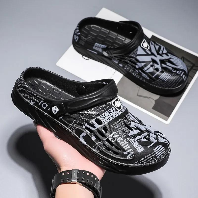 2024 Summer plus-size men's slippers Sandals Casual shoes Beach shoes Garden shoes Fashion comfortable soft slippers