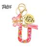 Talos Keychain Pendant, Sequins Initial Letter Charm Key Chain with Butterfly Tassel Stainless Steel Heart Design, A-Z Holder for Bag Purse Backpack