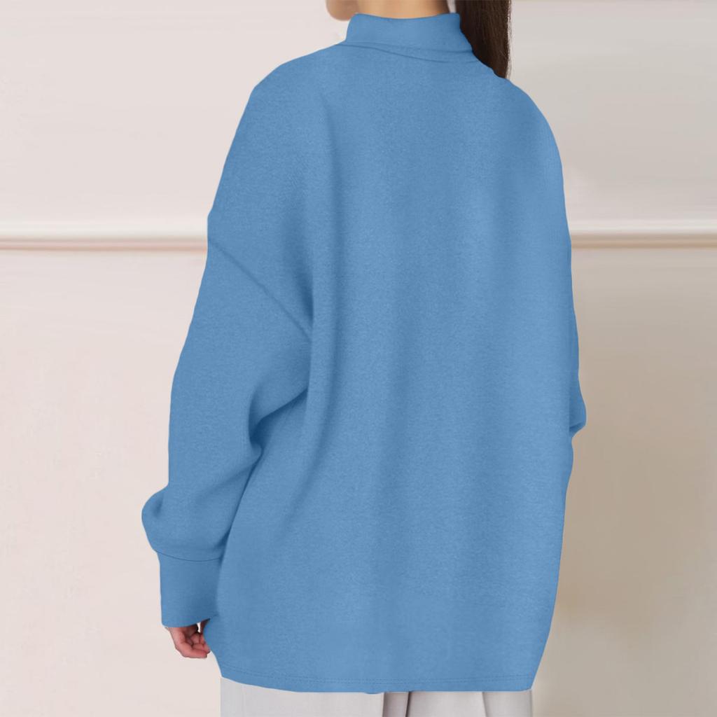 Women's Fashion Solid Color Long Sleeved Round Neck Pullover Casual Sweatshirt Top