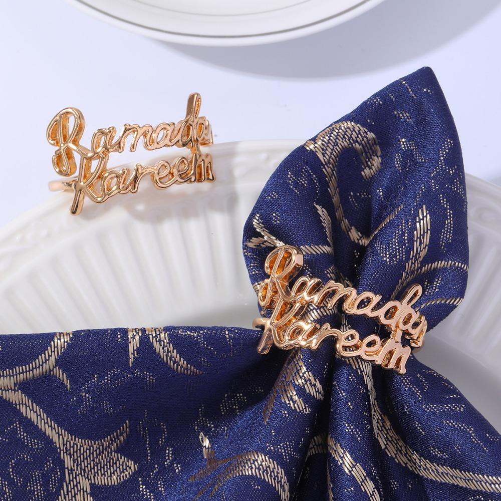 

4Pcs Zinc Zinc Zinc Alloy Ramadan Kareem Napkin Rings Silver Gold Napkin Holder Napkin Buckle Hotel