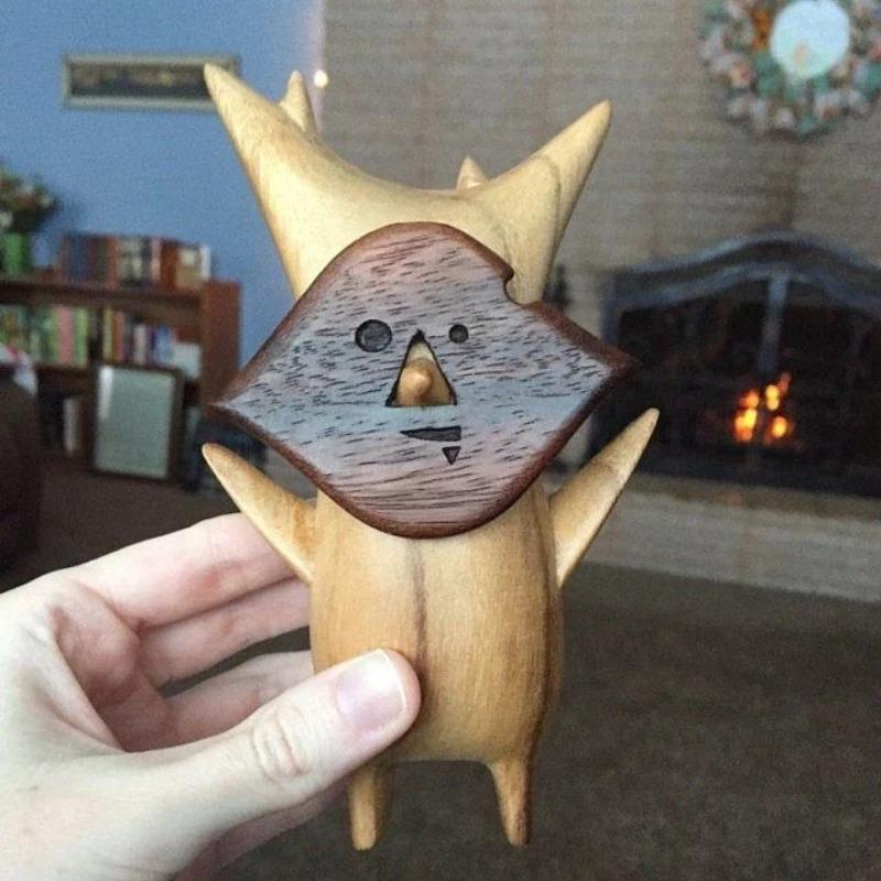 Wooden Mask Figurines Decorative Items Home Design Resin Handicrafts Imitation Wood Tribal Design Decoration