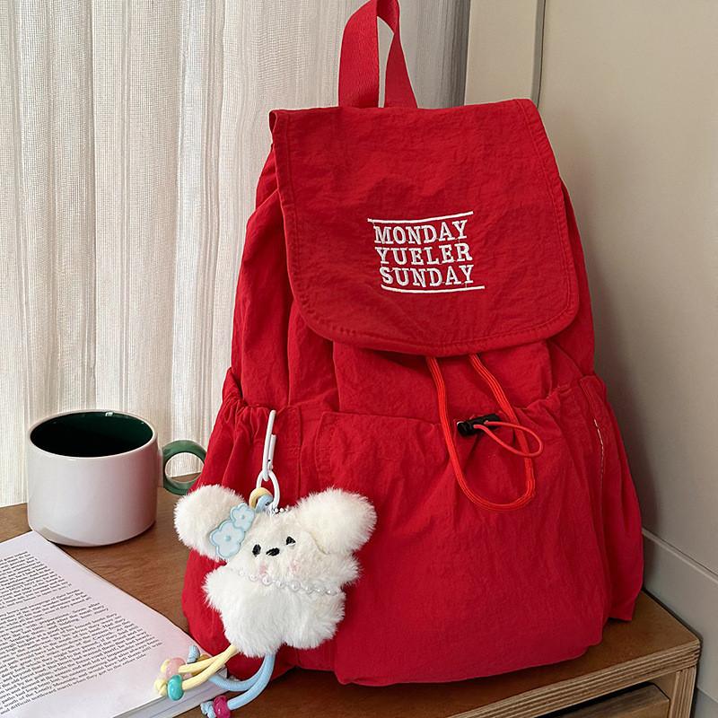 

Стильный спортивный рюкзак на шнурке для студентов с большим основным отделением для кампуса красный