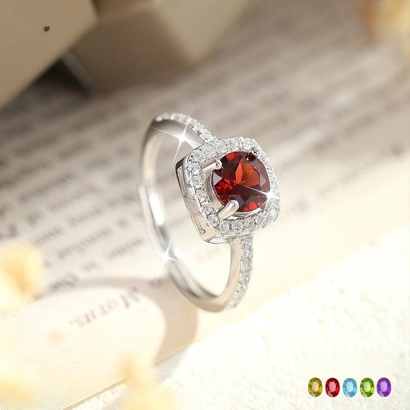 Natural stone jewelry s925 sterling silver fashion versatile ice flower cut crystal ring female Xiaohongshu explosion