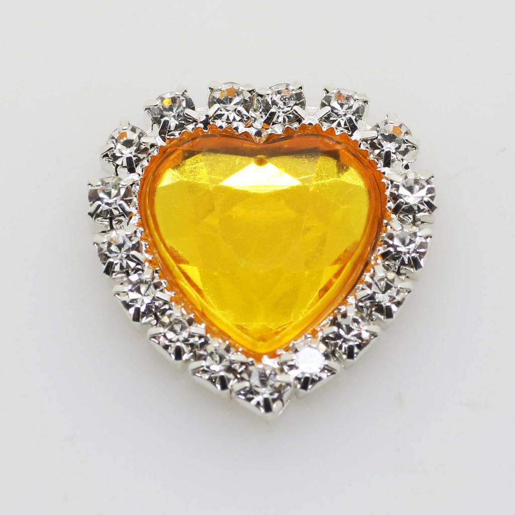 Mini 16mm(4/10 Inch) 10pcs Heart Acrylic Rhinestone Buttons DIY Hair Accessory Wedding Initiation Ribbon Decoration