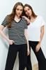 Women's Fashion T-Shirt V-Neck Long Ecru Premium V-Neck Cotton Regular Normal Fit Knitted Knitted T-Shirt