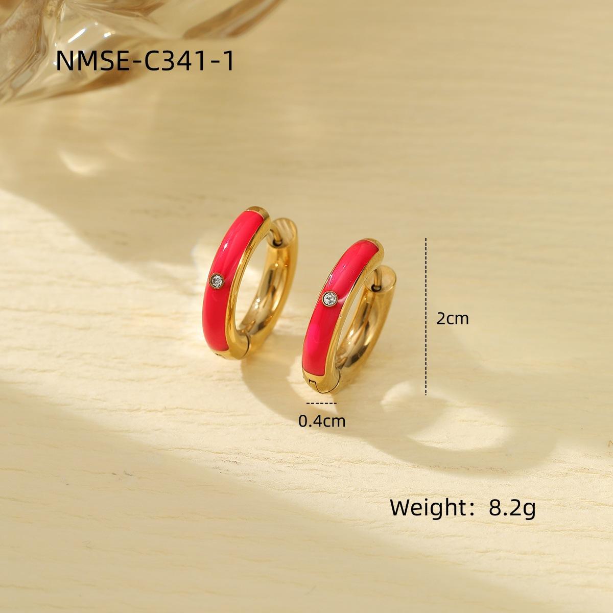 GEMCHIC Women s Colorful Enamel Hoop Earrings with Zircon Geometric Stainless Steel Studs for Women