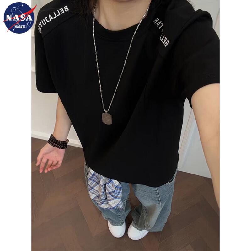 NASA MARVEL Men s Deconstructed Patchwork Cotton T-Shirt L