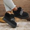Winter New Lace-up Thick-soled Wool Wool Cotton Shoes 2025 Plus Size Muffin Fleece Warm Snow Boots for Women