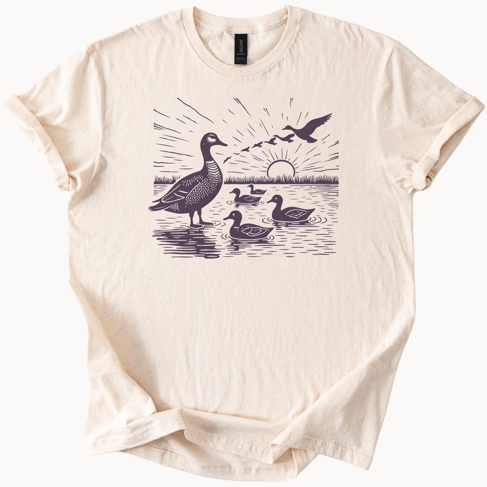 Goose and Duck Lake Sunset Shirt Waterfowl Graphic Tee Nature Wildlife Animal Art Outdoors 100