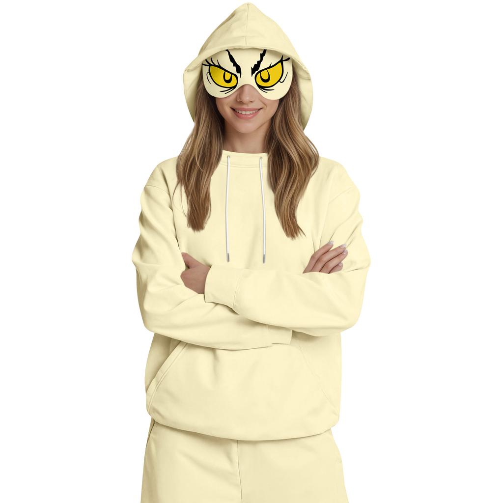 Damemote Lett langermet genser for kvinner med lommer Preppy grafisk hettegenser