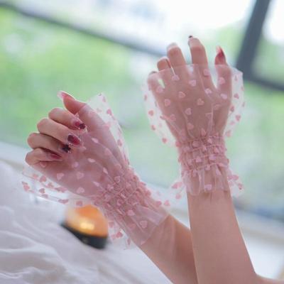 1 Paire Nail Art Cœur Tulle Gant Photo Faux Poignet Plissé Manucure Accessoires de Photographie Présentoir Embouts d'Ongles Manche Accessoire