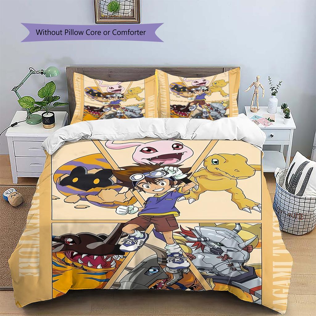 Digimon Series Duvet Cover & Pillowcases, Digimon Fan Bedroom Bedding, Perfect Gift.chl