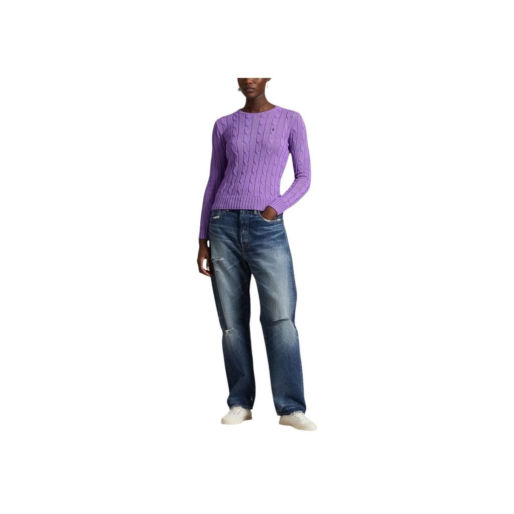 Polo Ralph Lauren Solid Color Crew Neck Long Sleeve Sweater Women sweater Lavender 211891640-028