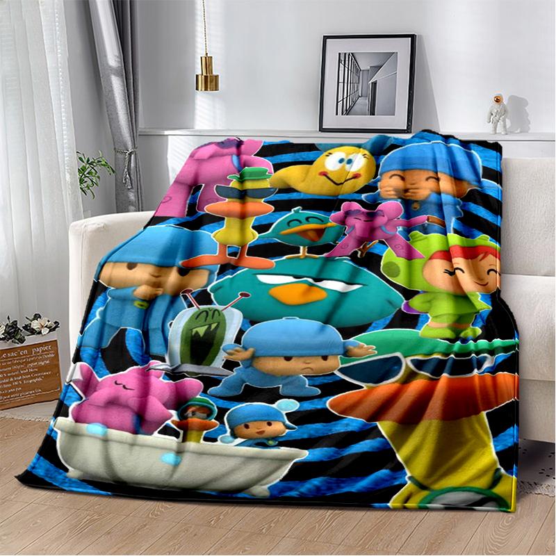 Coperta Cartone Animato 3D Divertente P-Pocoyo Elly Pato, Morbida Coperta da Lancio per Casa Camera da Letto Letto Divano Picnic Viaggio Ufficio Copertura Regalo per Bambini