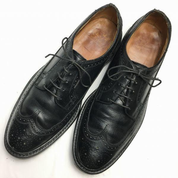 1979 Vintage FLORSHEIM Kenmoor Long Wingtip Business Shoes Black Size 10C 27.027.5(USED)