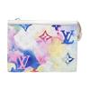 [Usado] Pochette Voyage Zíper Revestido Design Lona Clutch Bolsa de Banho Média Tie-Dye Aquarela - Muito Bom #1FM853A