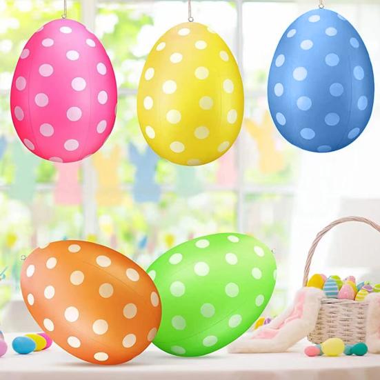 19" oppblåsbare påskeeggdekorasjoner Kjempepåskeeggpynt Fargerike egg Utendørs hagedekor for stue Kontor hage plen