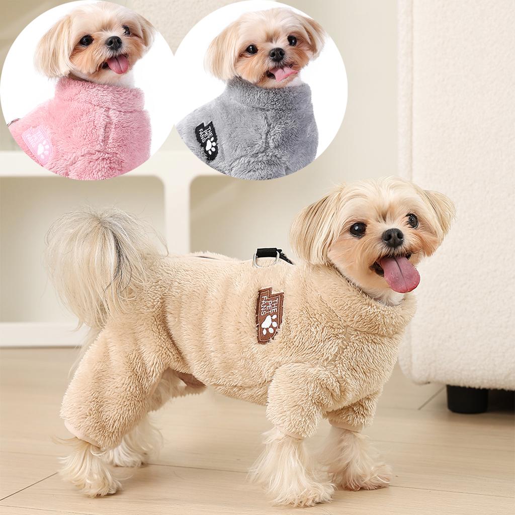 Winter Hunde Overall Mantel Warm Vierbeinig Haustier Jacke mit D-Ring Weiche Flanell Kleidung für Kleine Mittelgroße Hunde Yorkshire Chihuahua Welpen Kostüm Outfit