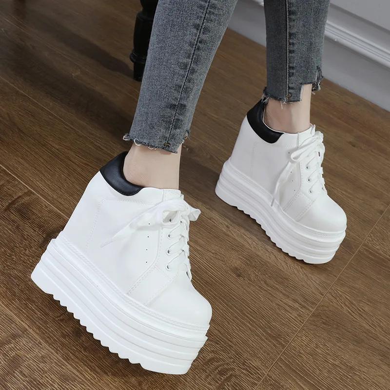 Mode Herbst neue dicksohlige Damenschuhe lässige Muffinsohle 14 cm Erhöhung einzelne Schuhe Mode sexy wild hochhackige Freizeitschuhe