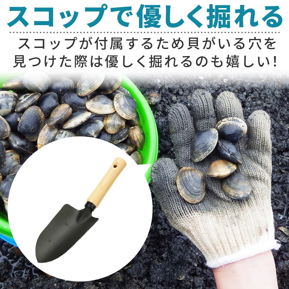 Clam Digging Tool Set for Families, Perfect for Marine Leisure, Includes Foldable Bucket, Rake & Shovel, and Mesh Storage Bag (Green)