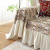 Pastoral Retro Printed Sofa Cover with Skirt All-Inclusive Floral Sofa Towel for Four Seasons Luxury Soft Furniture Protector