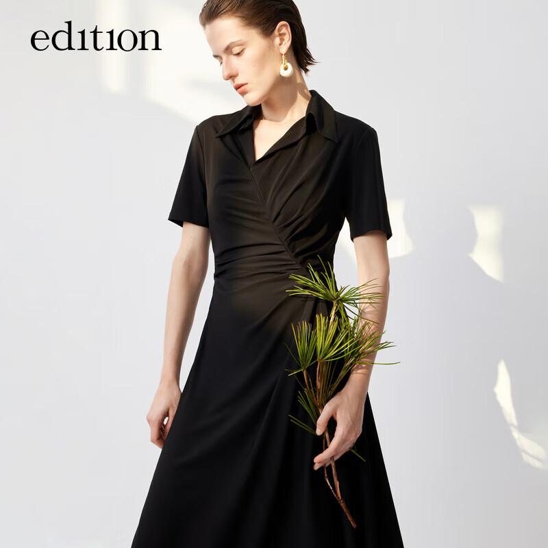 Edition Damen Elegantes Triacetat A-Linien Langhemdkleid