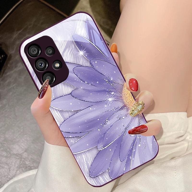 

Half Sunflower Yellow For Samsung Galaxy S10 4G S20 11E 30 S21 22 S24 Fe Pro S23 S25 Ultra 5G S9 Tempered Glass Phone Case For Samsung S24 FE