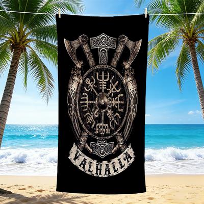 1Pc Shield Axes Beach Towel, Quick Dry, Multi-Use for Beach Pool Gym Yoga Home Travel, Christmas, Halloween, Xmas Gift S929645