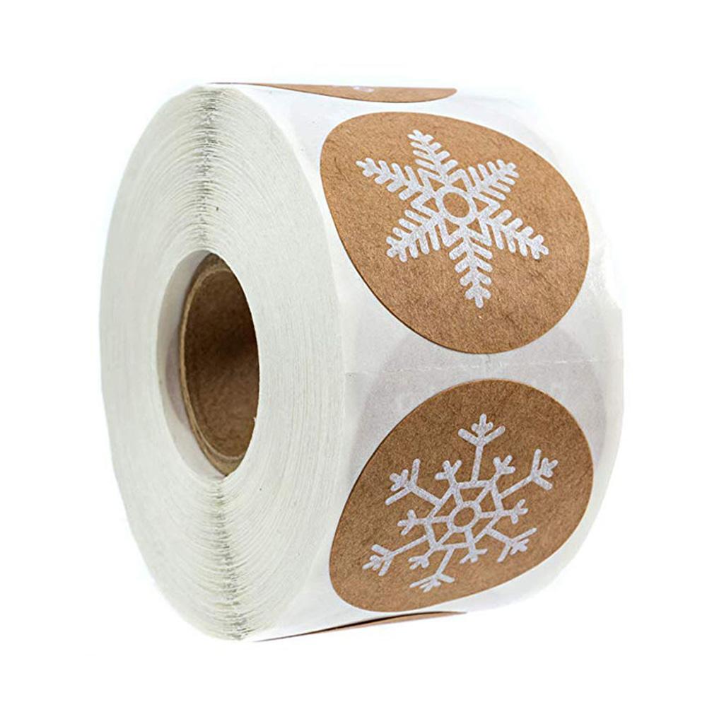 100-500PCS Christmas Snowflake Sticker DIY Baking Sticker Round Adhesive Scrapbooking Christmas stickers