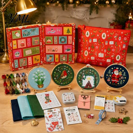 Christmas Cross Stitch Starter Set Advent Calendar, 24 Days Countdown Calendar Embroidery Kit, Box DIY Hand Art Craft Holiday Gifts for Lovers