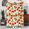 1 Piece Fresh Cherry Theme Pattern Blanket Polyester Fabric Machine Washable Suitable for Bedroom Living Room Decoration