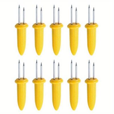 10 Unidades de Soportes para Mazorcas de Acero Inoxidable - Brochetas con Agarre Resistente al Calor - Accesorios de Cocina Casera y Barbacoa para Acampar, Herramientas de Parrilla para Exteriores, Tenedores de Fruta