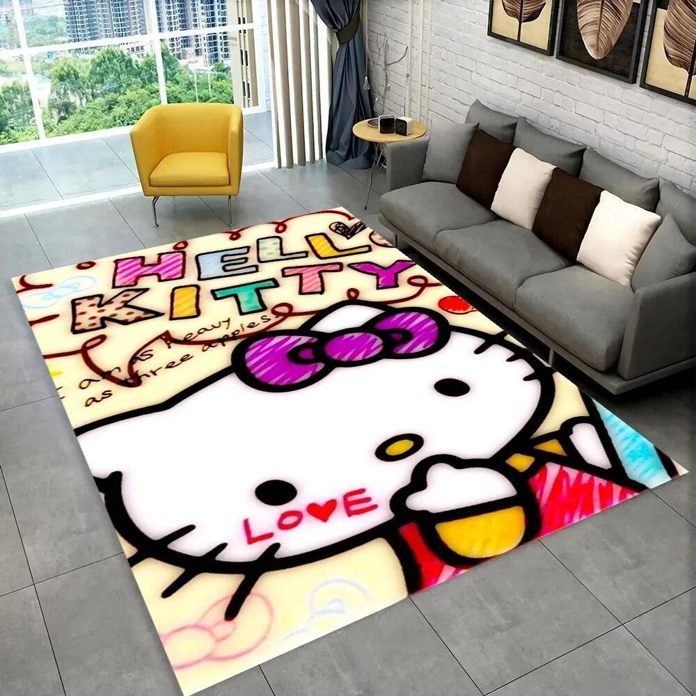 Sanrio Cartoon Girl Carpet New Hello Kitty Cat Rug for Bedroom Living Room Home Sofa Decor Children Crawling Mat