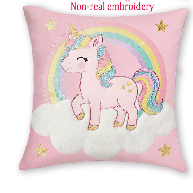 

1/4pcs Unicorn Themed Pink Throw Pillow Covers Rainbow Moon Star Kids Room Decor Cushion Cases Cushion cover 45x45cm-1pcs