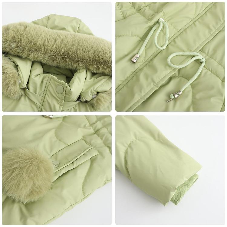 Women's Warm Parka Cotton Coat with Detachable Hood Autumn Winter Mid-length Coat