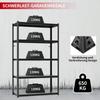 5-Tier Metal Shelf 650kg Load Capacity, Heavy-Duty Shelf Made of Steel, Height-Adjustable for Garage, Storage & Household, H160cm × B80cm × T40cm