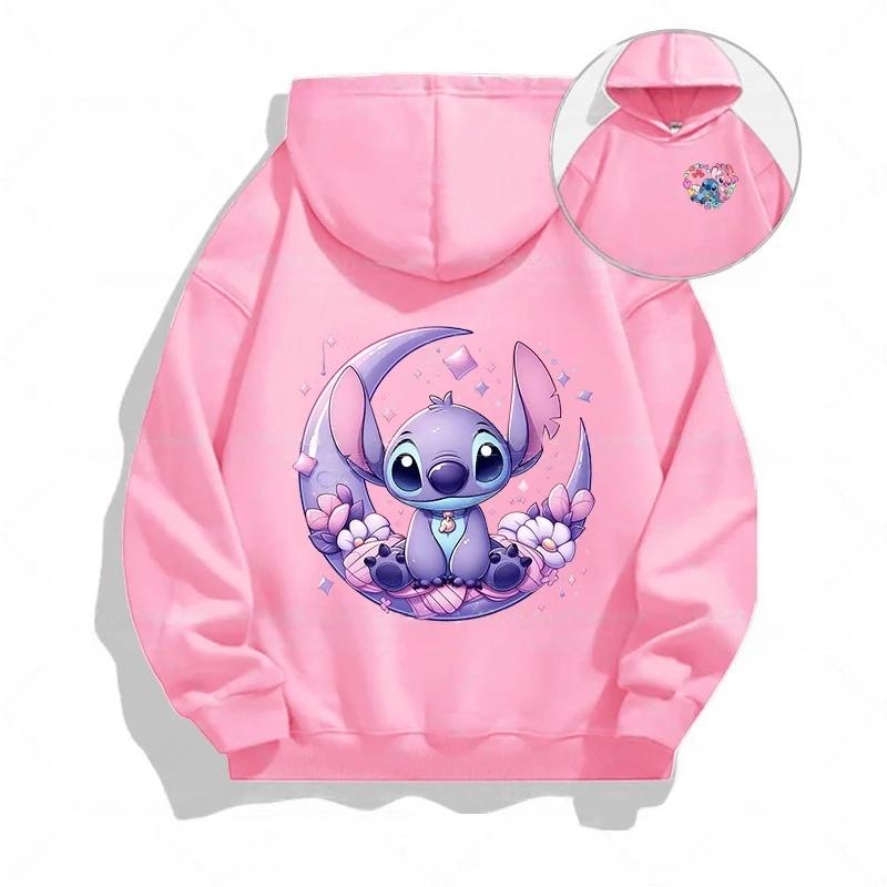 Autumn Disney Cool Stitch Print Children's Hoodies Fashion Casual Boys Girls Long Sleeved Sweatshirts Tops Kids Pullover