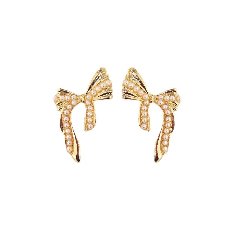 Boeknot Imitation Pearl Stud Earrings for Women Fashion Wedding Party Jewelry Girl Gift Christmas Valentine's Day Gift