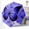 Purple Butterfly Auto Open Close Umbrella - Portable Tri-Fold Design with 8-Bone Iron Frame - - Ideal Gift for Fans, Travelers, Daily Use -