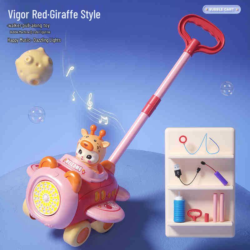 Electric Bubble Blowing Airplane Walker for Kids with Sound & Light Effects