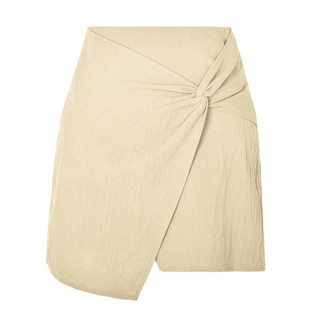 High-waisted Twisted Short Skirt New Solid Color Zipper Irregular Skirt for Summer